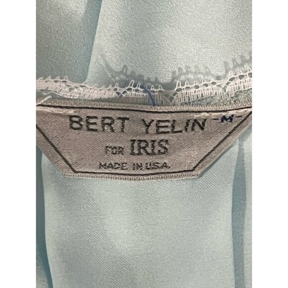 Vintage Bert Yelin for Iris Women's M Bue Robe Lace Trim - Picture 13 of 13